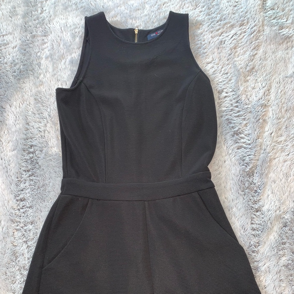 Black high neck ribbed romper